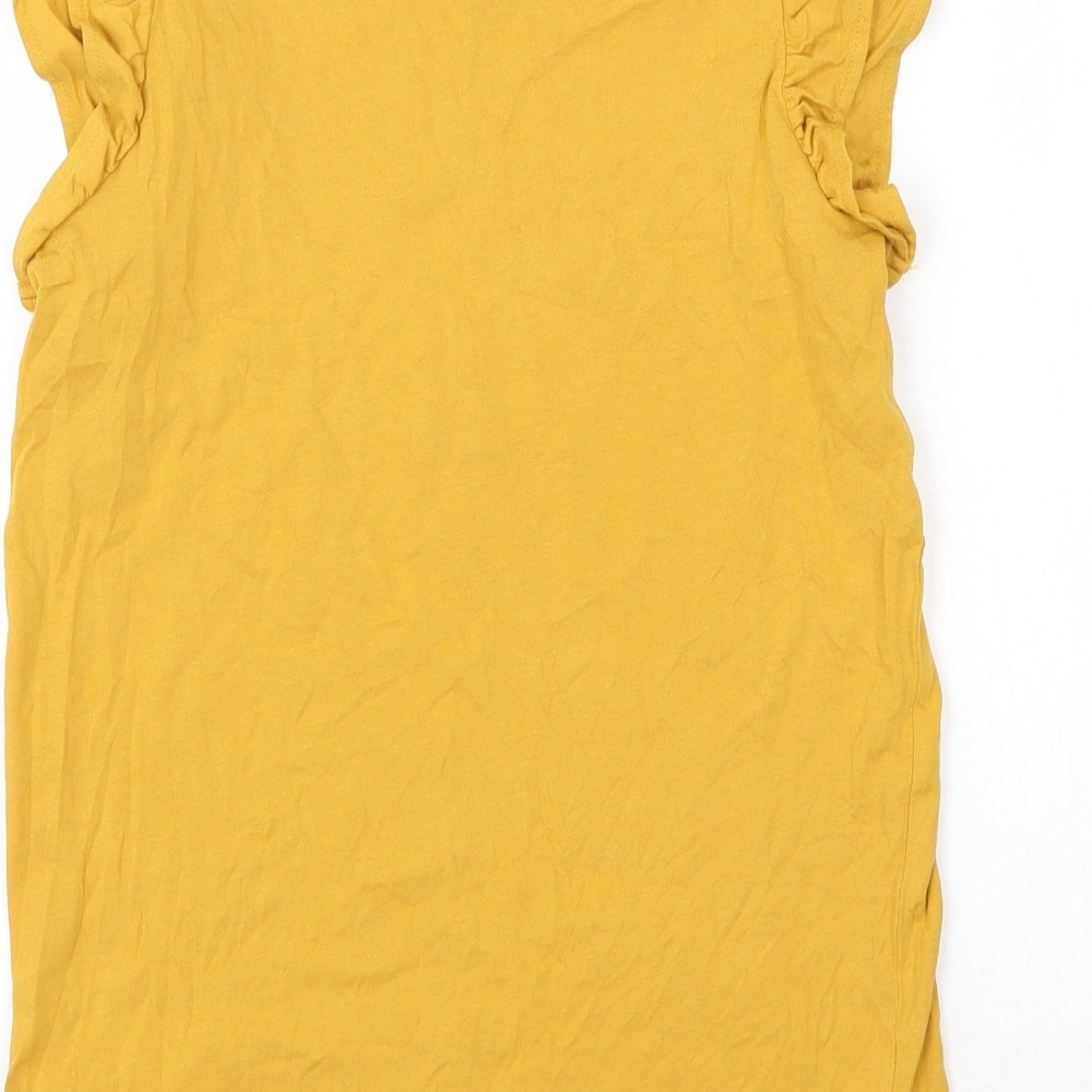 New Look Womens Yellow  100% Cotton Basic Tank Size 6 Round Neck