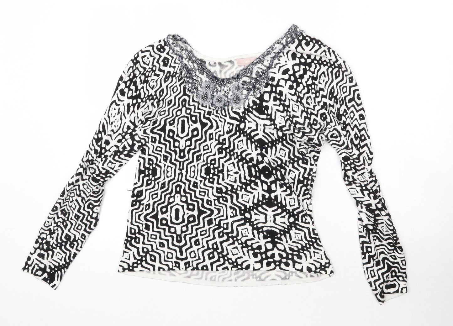 Soon Womens Multicoloured V-Neck Argyle/Diamond Viscose Pullover Jumper Size 20