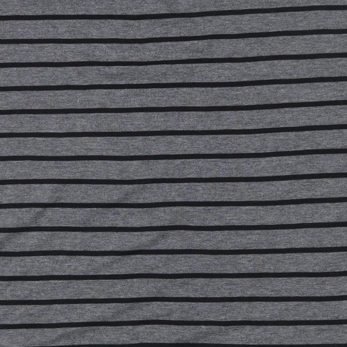 Marks and Spencer Womens Grey Round Neck Striped Polyester Pullover Jumper Size 18