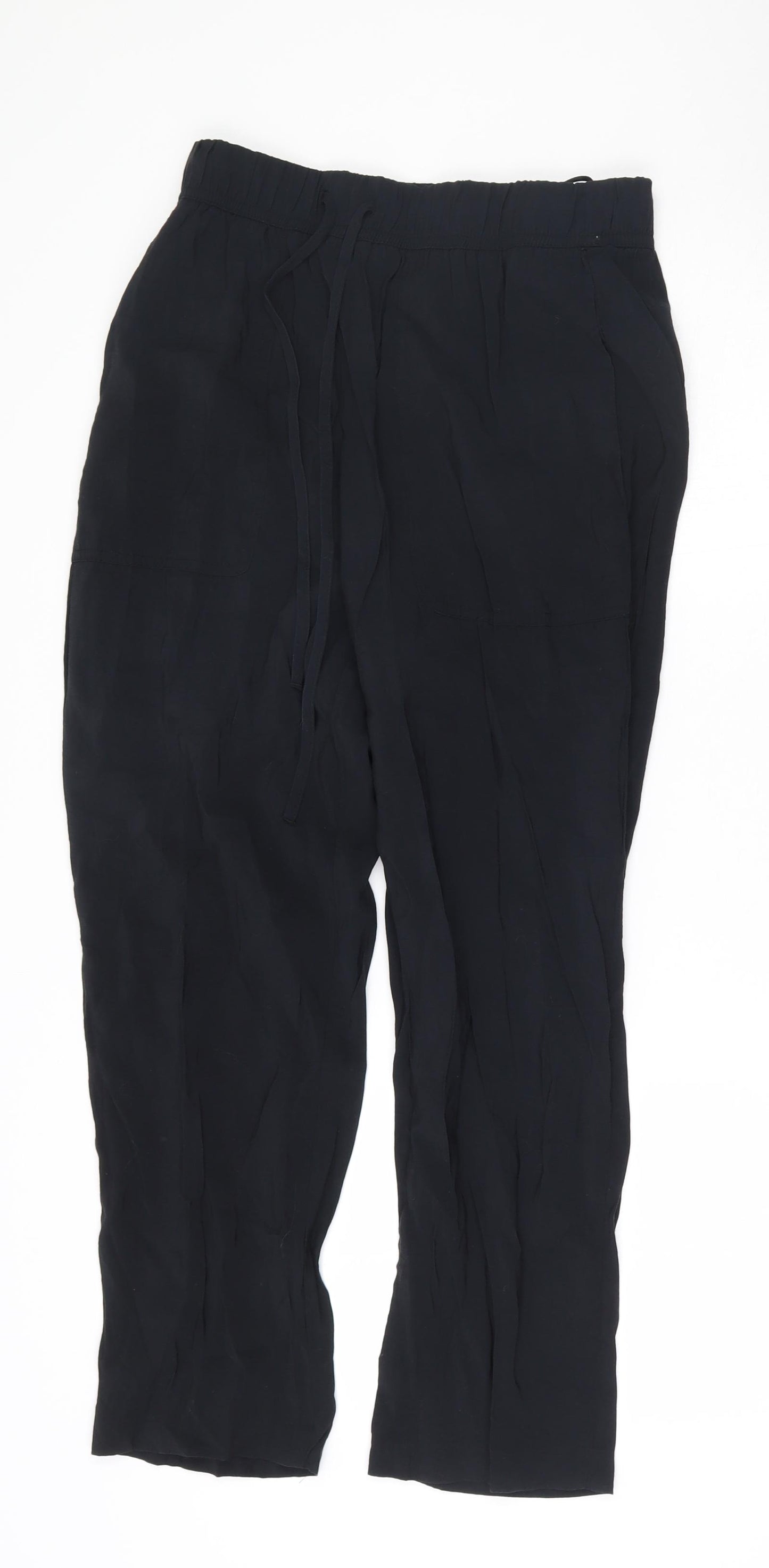Zara Womens Black  Modal Trousers  Size S L25 in Regular Drawstring