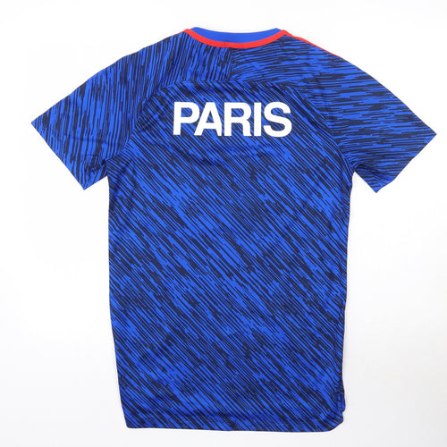 Nike Mens Blue Striped Polyester Basic Polo Size S Round Neck  - Paris