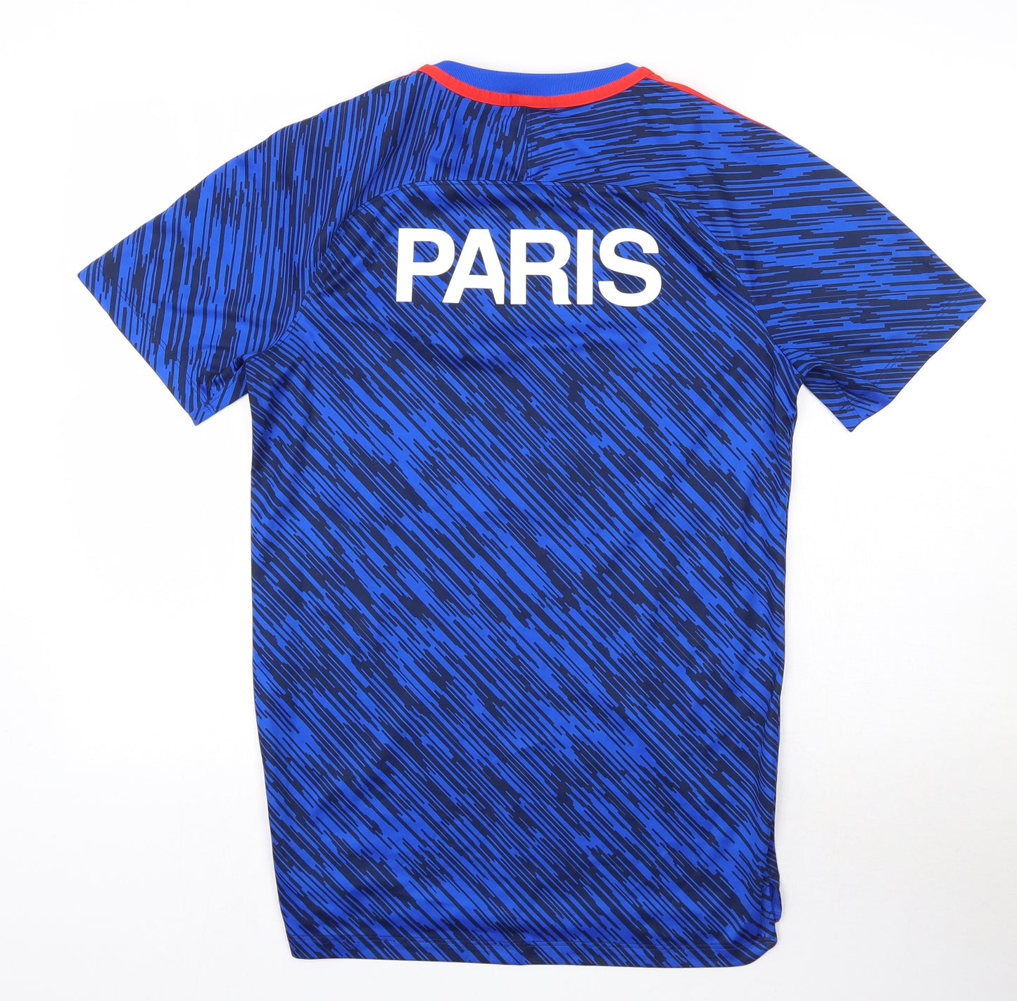 Nike Mens Blue Striped Polyester Basic Polo Size S Round Neck  - Paris