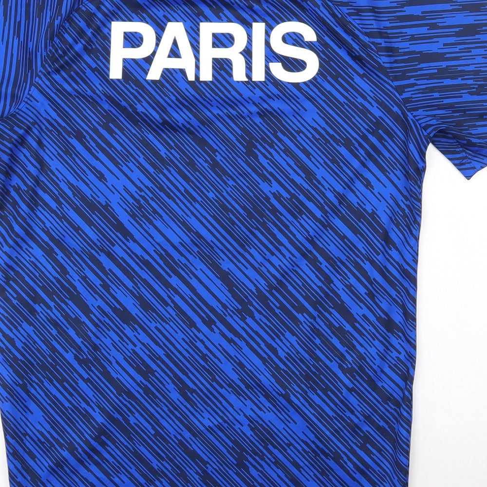Nike Mens Blue Striped Polyester Basic Polo Size S Round Neck  - Paris
