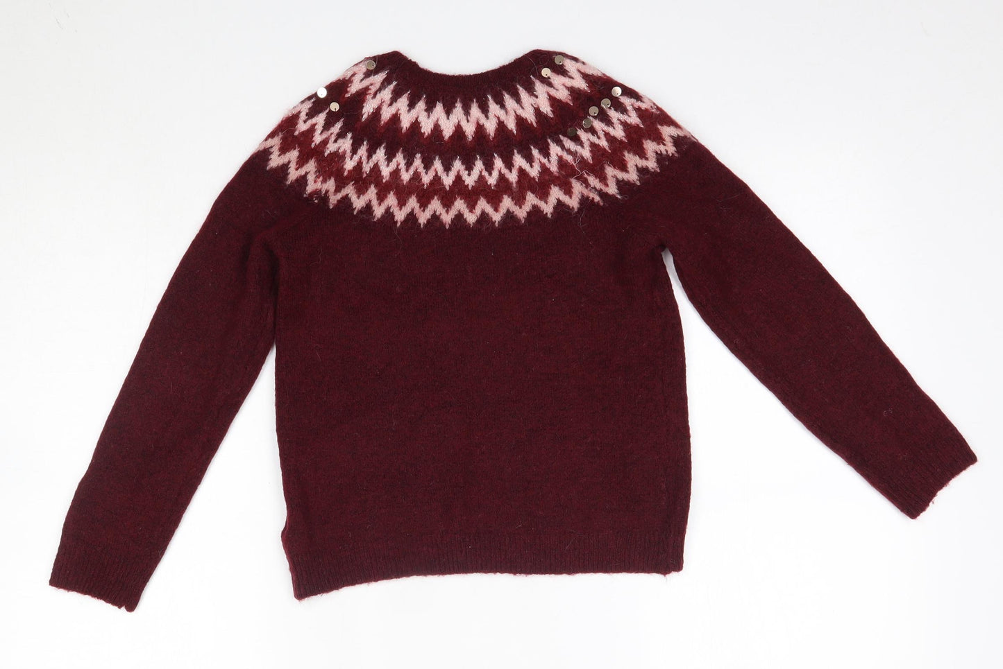 H&M Girls Red Round Neck  Acrylic Pullover Jumper Size 8-9 Years