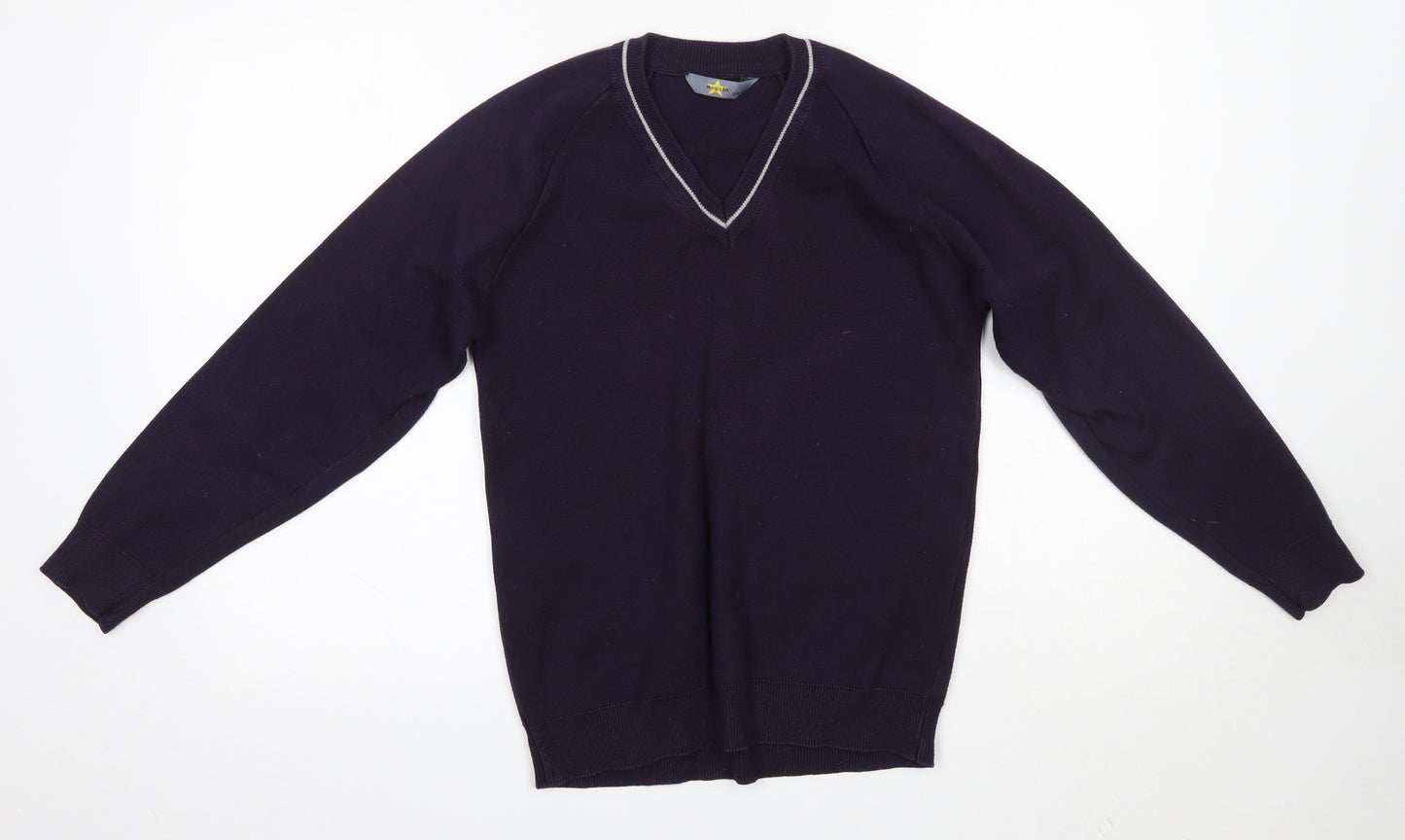 Magifit Mens Purple V-Neck  Cotton Pullover Jumper Size S   - Size 34