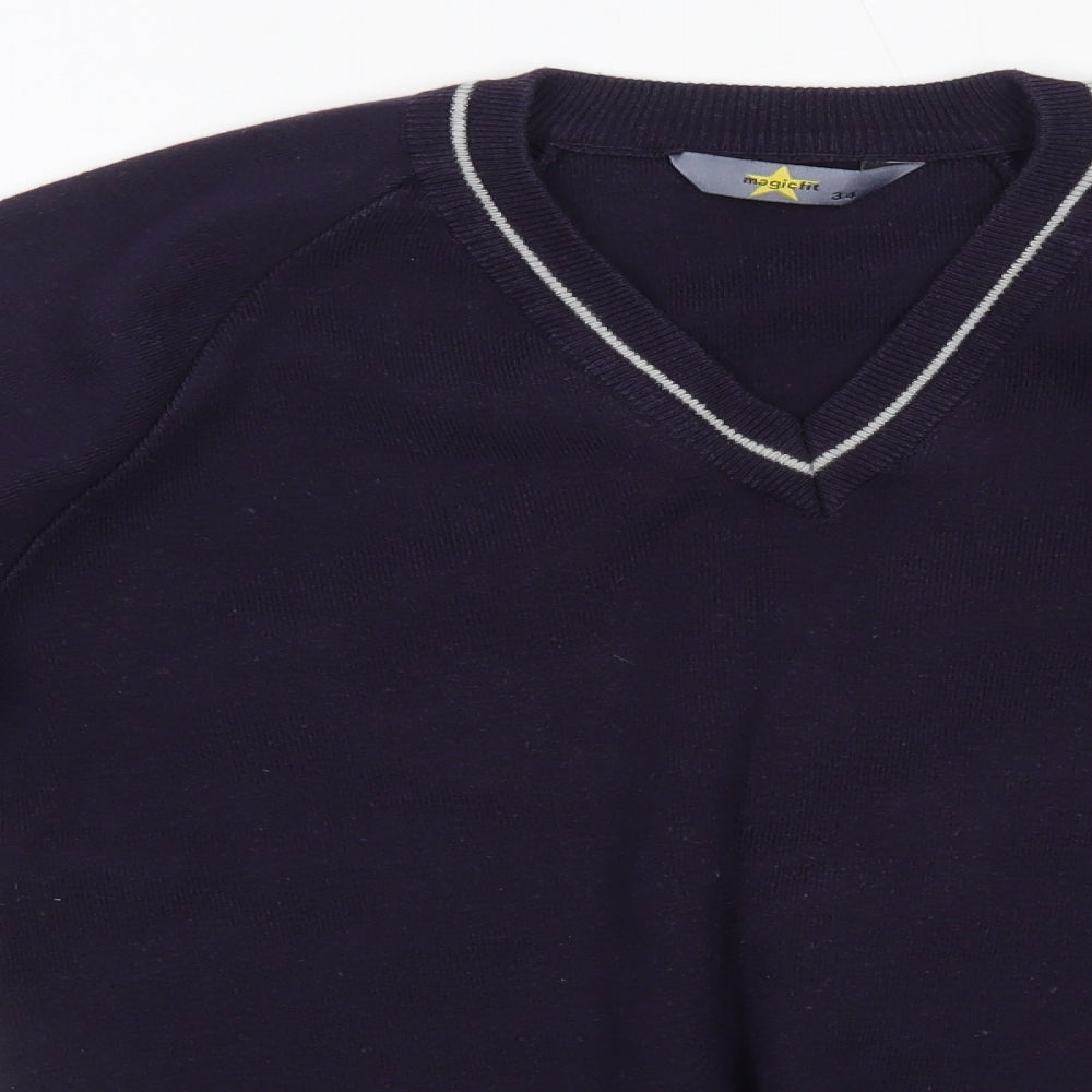 Magifit Mens Purple V-Neck  Cotton Pullover Jumper Size S   - Size 34