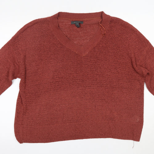 Primark Womens Orange V-Neck  Acrylic Pullover Jumper Size M
