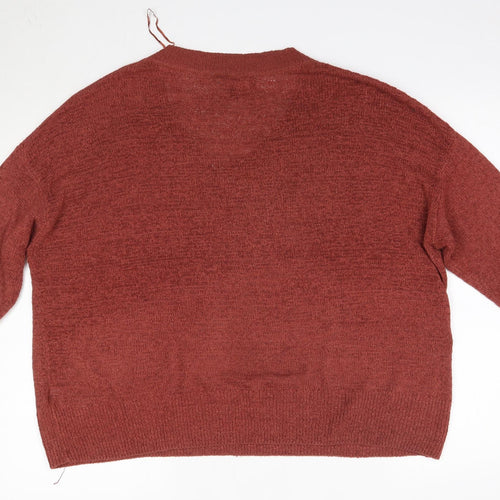 Primark Womens Orange V-Neck  Acrylic Pullover Jumper Size M