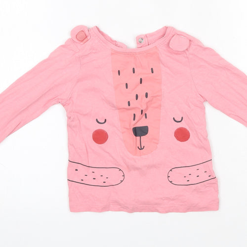 Mothercare Baby Pink  100% Cotton Basic Blouse Size 18-24 Months Round Neck