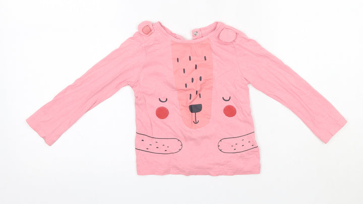 Mothercare Baby Pink  100% Cotton Basic Blouse Size 18-24 Months Round Neck