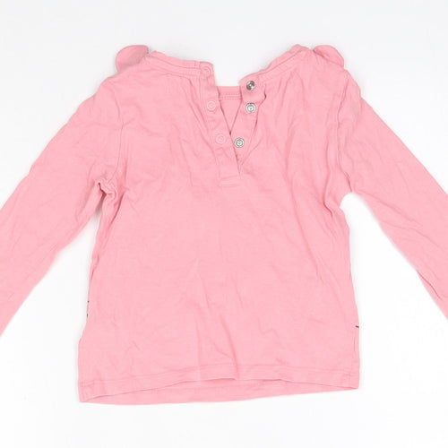 Mothercare Baby Pink  100% Cotton Basic Blouse Size 18-24 Months Round Neck
