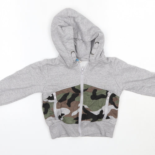 Hullabaloo Boys Grey  Cotton Full Zip Hoodie Size 2-3 Years