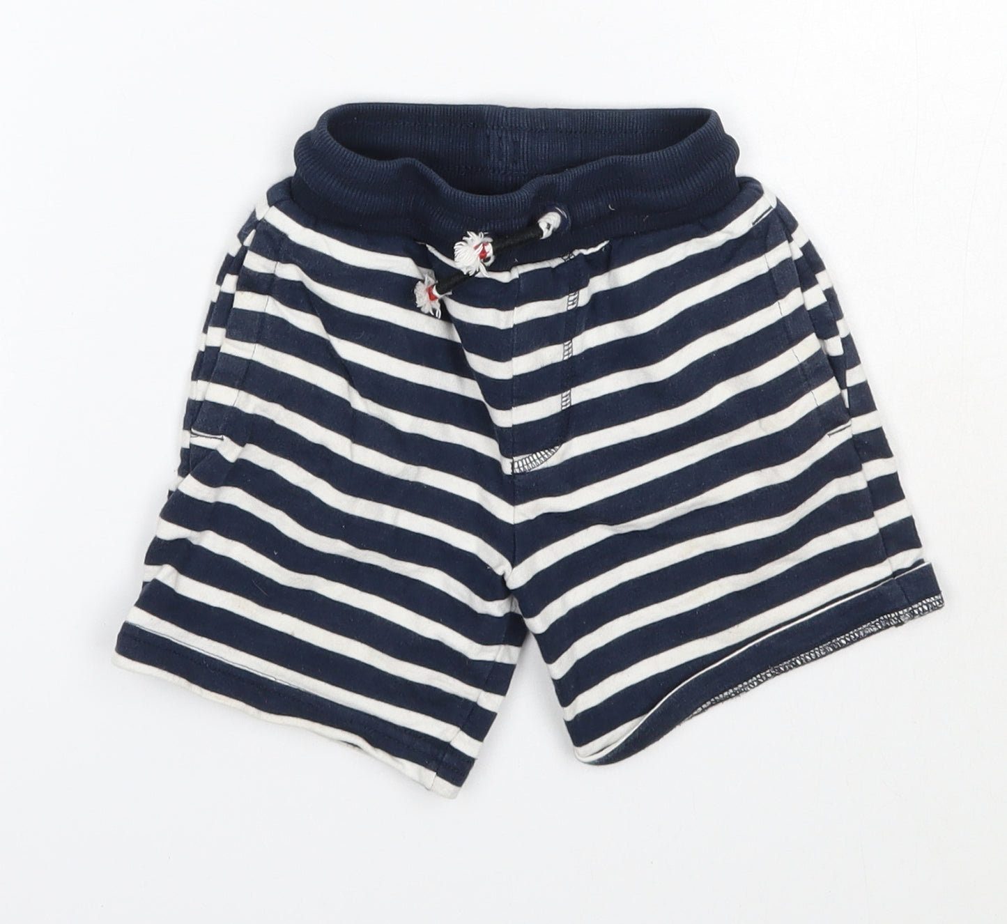 Nutmeg Baby Blue Striped 100% Cotton Cropped Trousers Size 18-24 Months