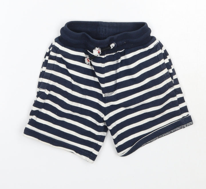 Nutmeg Baby Blue Striped 100% Cotton Cropped Trousers Size 18-24 Months