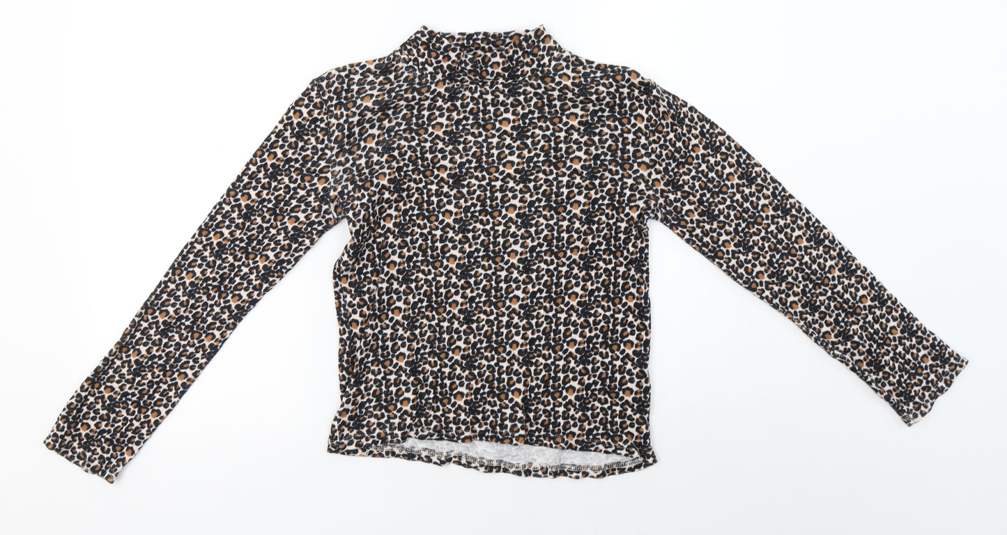 NEXT Girls Multicoloured Animal Print 100% Cotton Basic Casual Size 11 Years High Neck