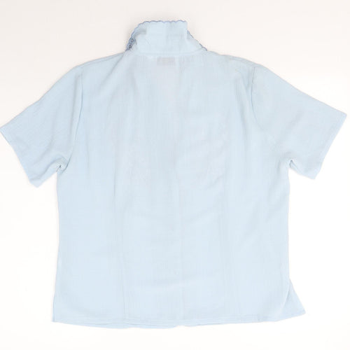 Anne Smith Womens Blue  Polyester Basic Button-Up Size 14 Collared