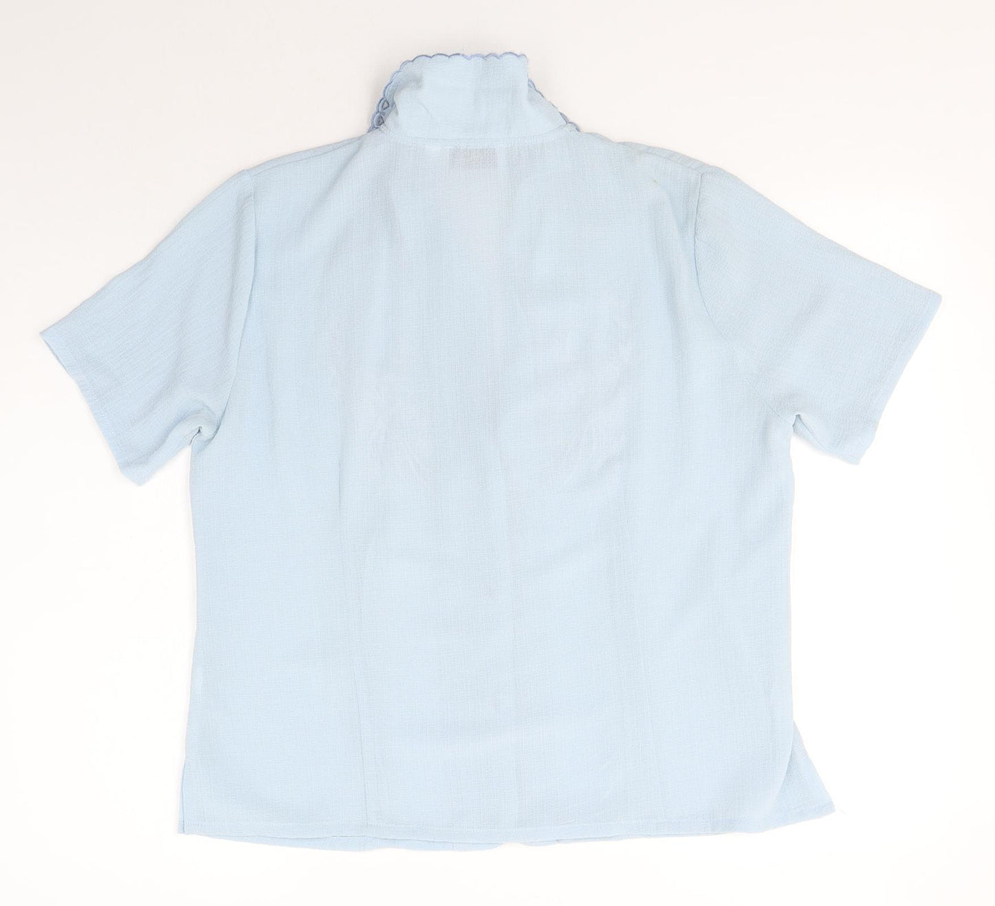 Anne Smith Womens Blue  Polyester Basic Button-Up Size 14 Collared