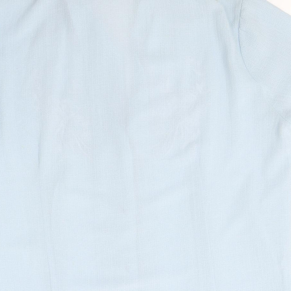 Anne Smith Womens Blue  Polyester Basic Button-Up Size 14 Collared