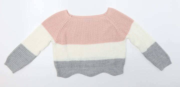 Cameo Rose Womens Multicoloured Round Neck  Acrylic Pullover Jumper Size M