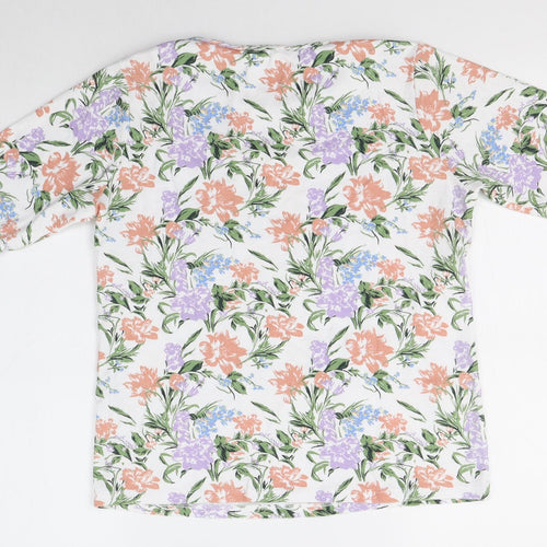 Arista Womens Multicoloured Floral 100% Cotton Basic T-Shirt Size 10 Round Neck