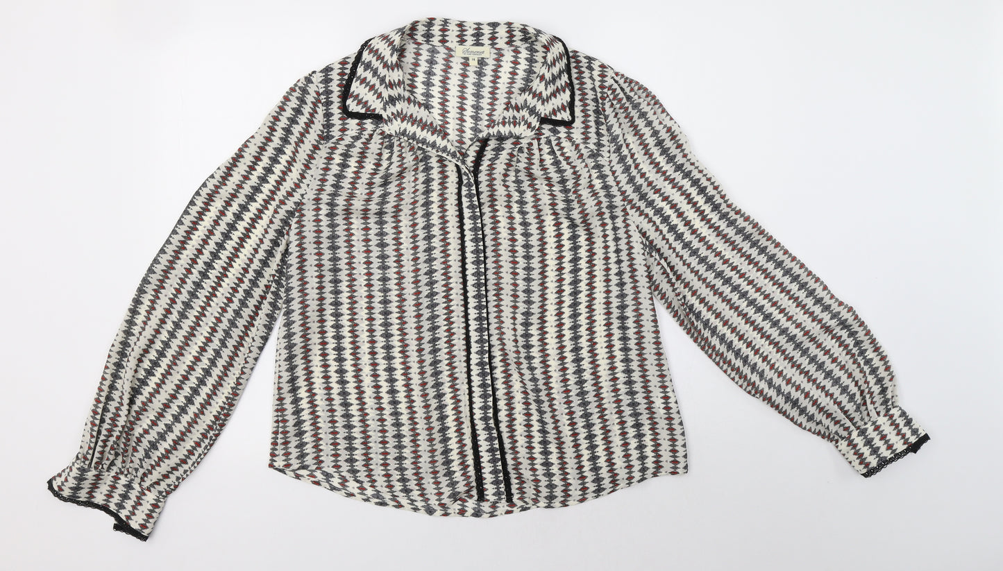 Somerset Womens Multicoloured  Polyester Basic Button-Up Size 14 Collared - Alice Temperley