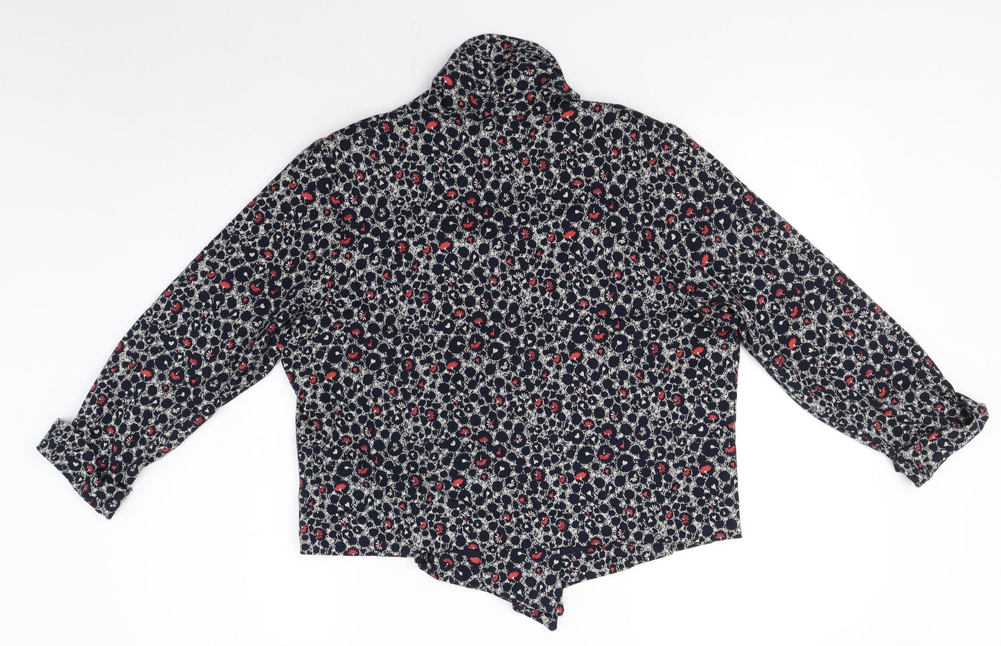 M&S Womens Blue V-Neck Floral Viscose Cardigan Jumper Size 18