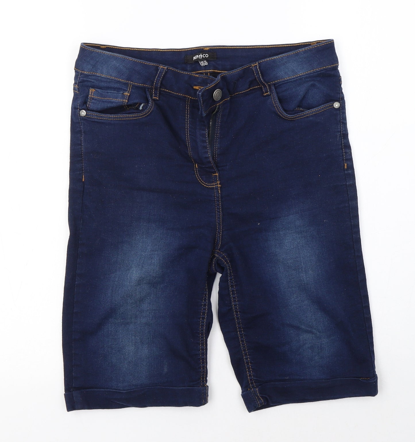 Pep & Co Womens Blue  Cotton Chino Shorts Size 12  Regular