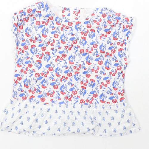 Gap Girls Multicoloured Floral 100% Cotton Basic Blouse Size 5 Years Round Neck