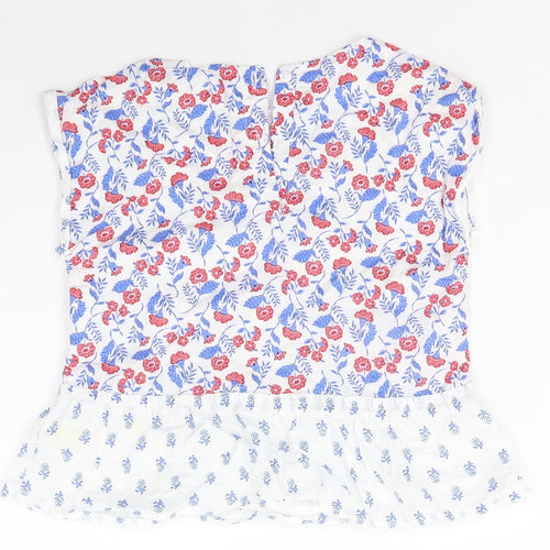 Gap Girls Multicoloured Floral 100% Cotton Basic Blouse Size 5 Years Round Neck