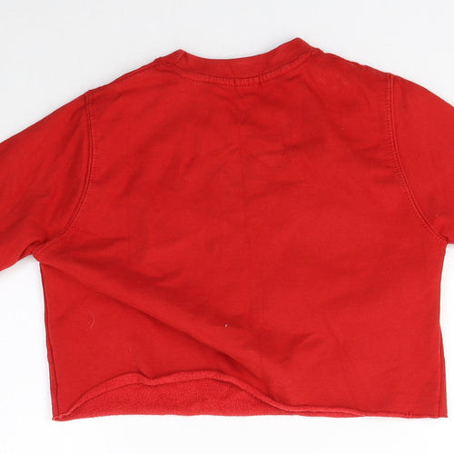 River Island Girls Red Round Neck  Cotton Pullover Jumper Size 7-8 Years