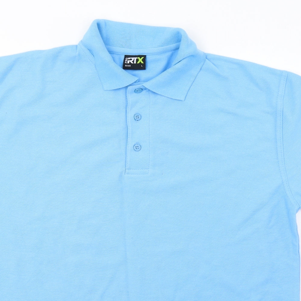 RTX Mens Blue  Cotton  Polo Size L Collared