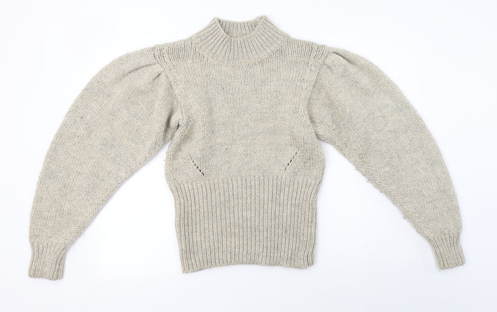 Topshop Womens Brown High Neck Acrylic Pullover Jumper Size S