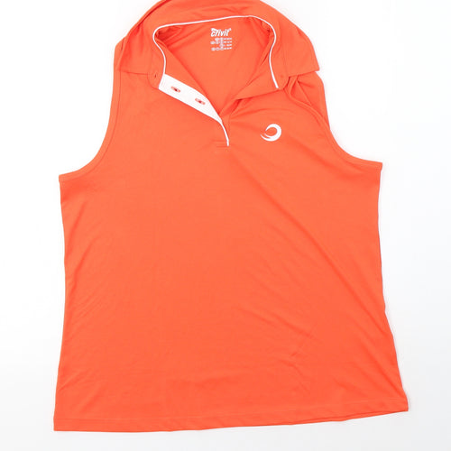 Crivit Womens Orange  Polyester Basic Tank Size M Collared