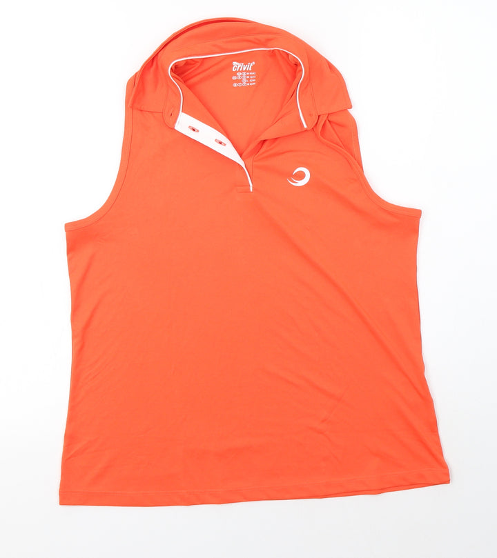 Crivit Womens Orange Polyester Basic Tank Size M Collared