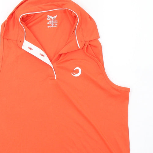 Crivit Womens Orange  Polyester Basic Tank Size M Collared