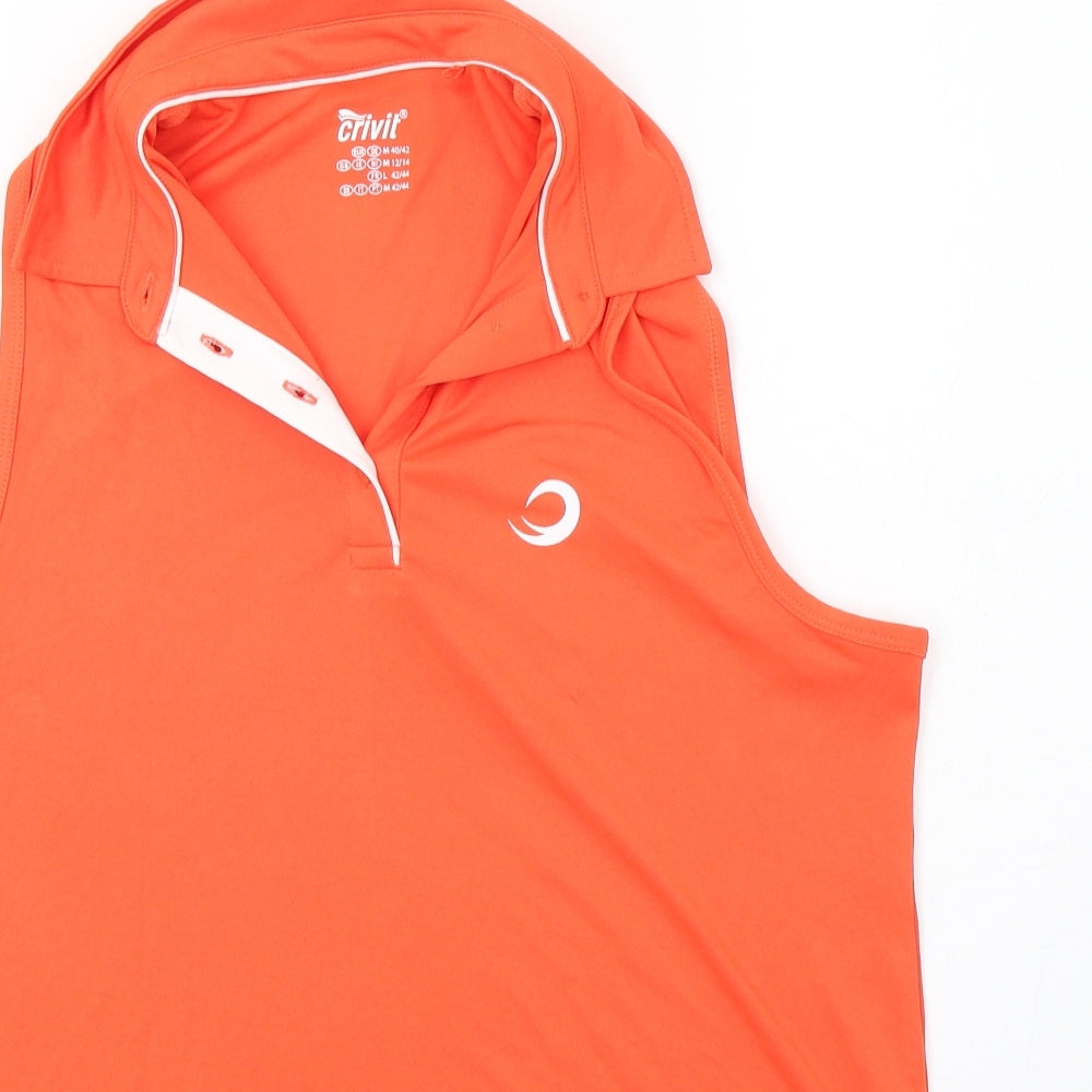 Crivit Womens Orange  Polyester Basic Tank Size M Collared