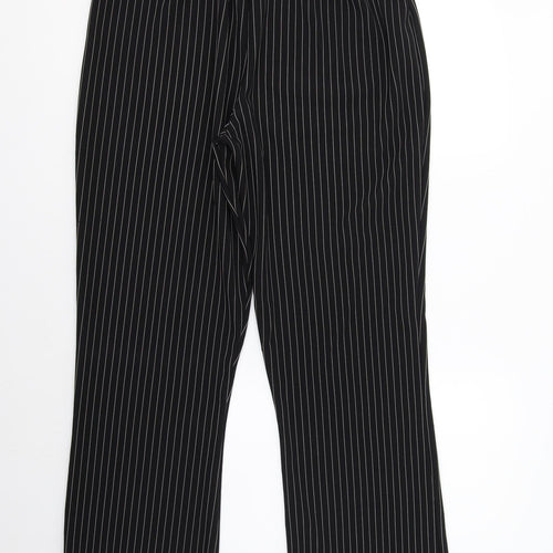 Preworn Womens Black Striped Polyester Dress Pants Trousers Size 16 L28 in Regular