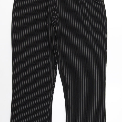 Preworn Womens Black Striped Polyester Dress Pants Trousers Size 16 L28 in Regular