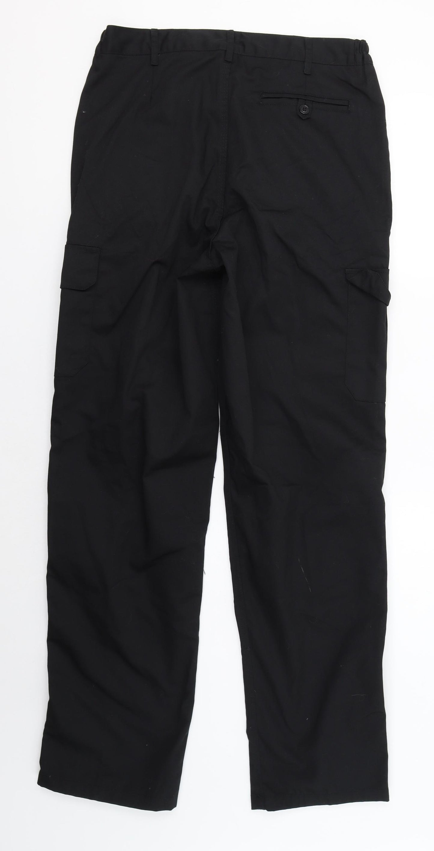 Black Knight Mens Black  Polyester Cargo Trousers Size 32 in L33 in Regular  - Workwear LONG