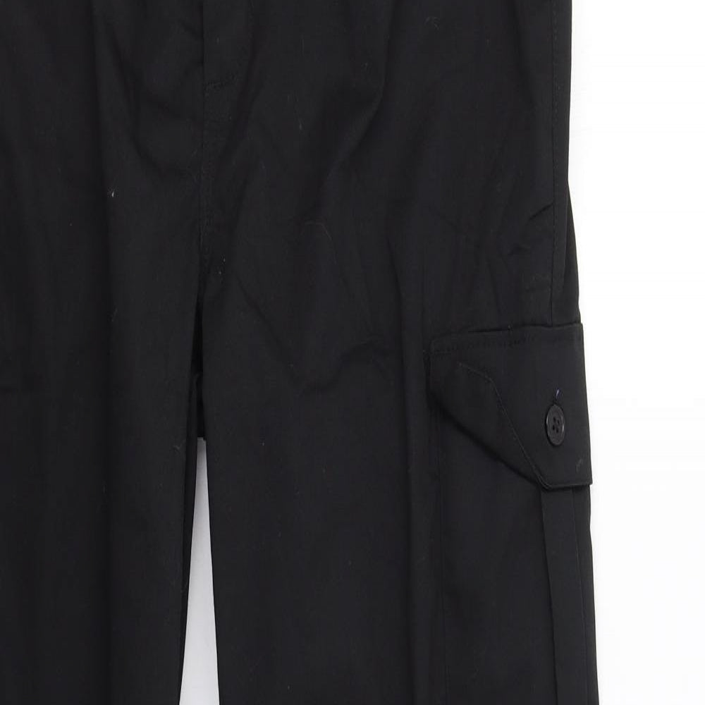 Black Knight Mens Black  Polyester Cargo Trousers Size 32 in L33 in Regular  - Workwear LONG