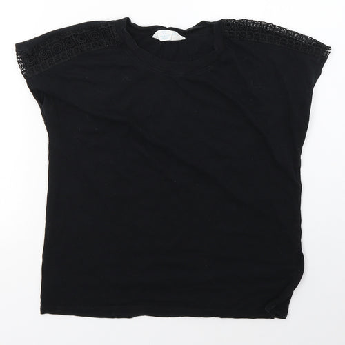 Primark Womens Black  100% Cotton Basic Blouse Size S Round Neck