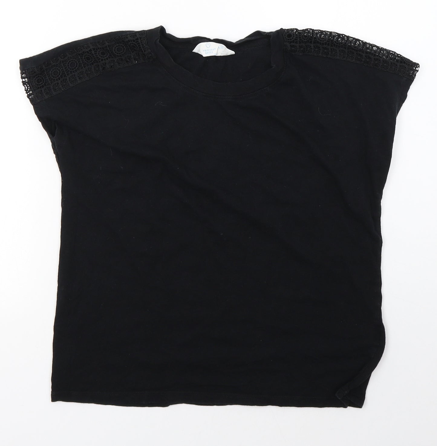 Primark Womens Black  100% Cotton Basic Blouse Size S Round Neck