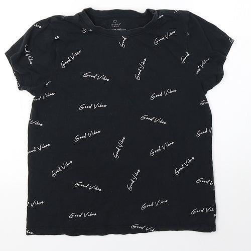 Primark Womens Black  100% Cotton Basic T-Shirt Size S Round Neck