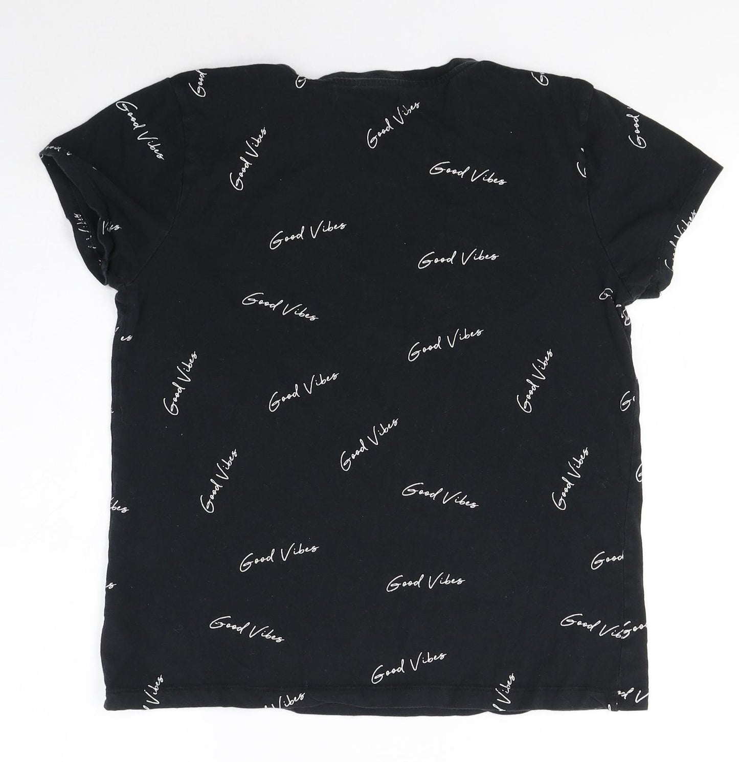 Primark Womens Black  100% Cotton Basic T-Shirt Size S Round Neck