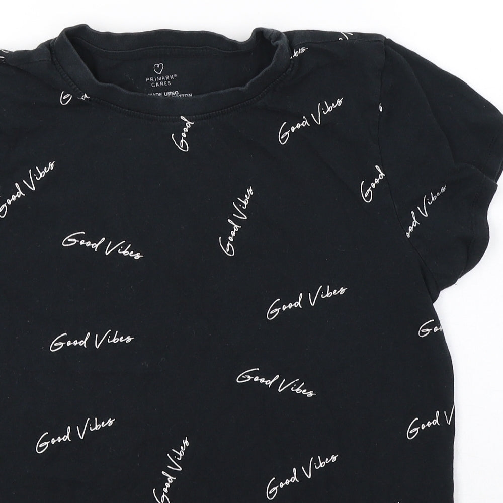 Primark Womens Black  100% Cotton Basic T-Shirt Size S Round Neck