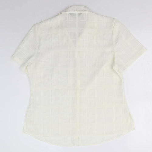 BM Womens White  Polyester Basic Blouse Size 12 Collared