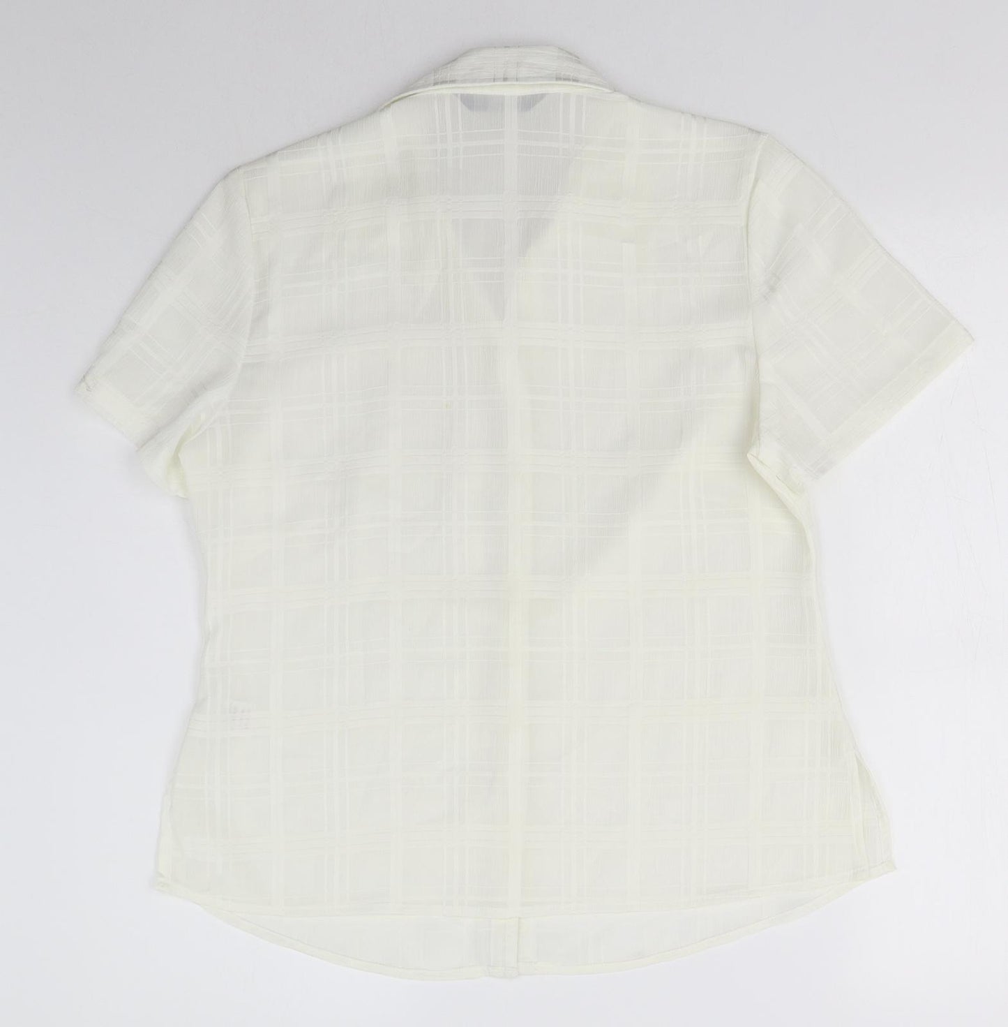 BM Womens White  Polyester Basic Blouse Size 12 Collared