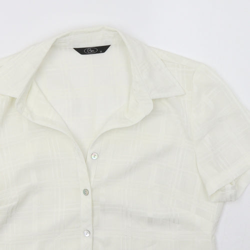 BM Womens White  Polyester Basic Blouse Size 12 Collared