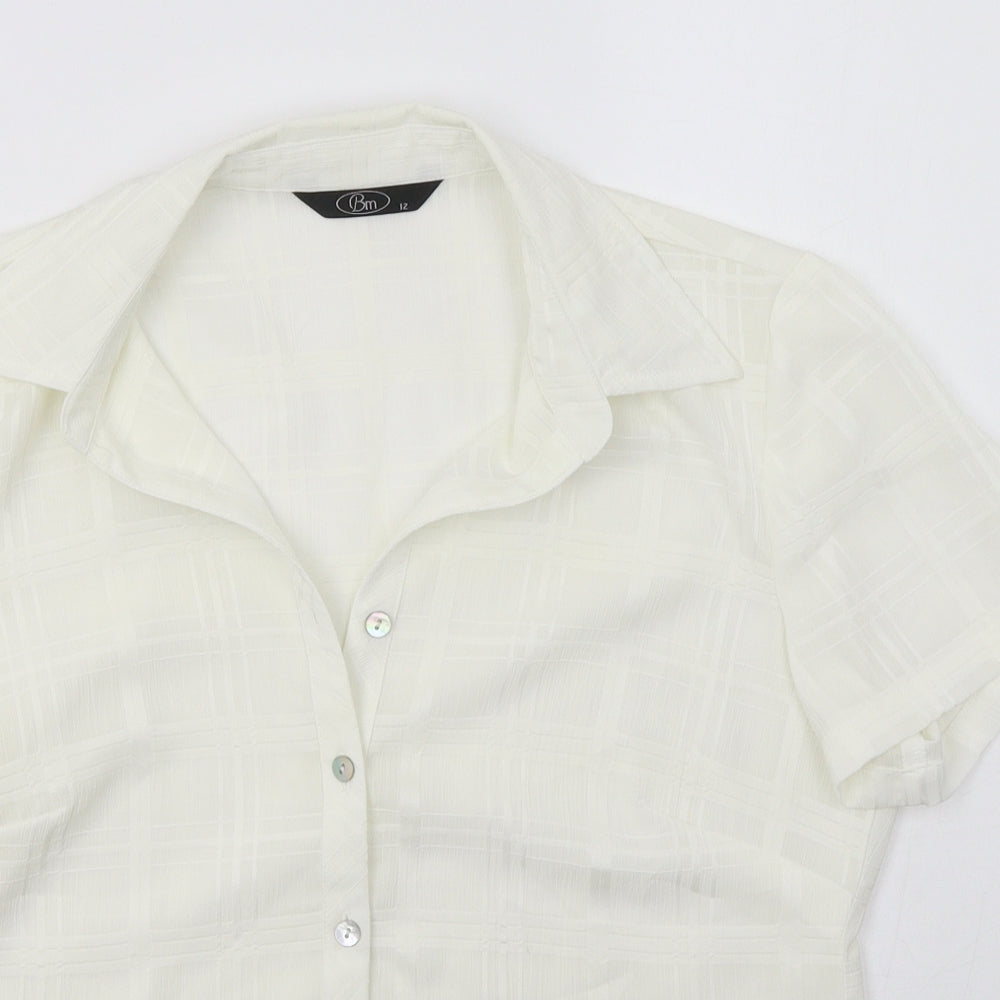 BM Womens White  Polyester Basic Blouse Size 12 Collared