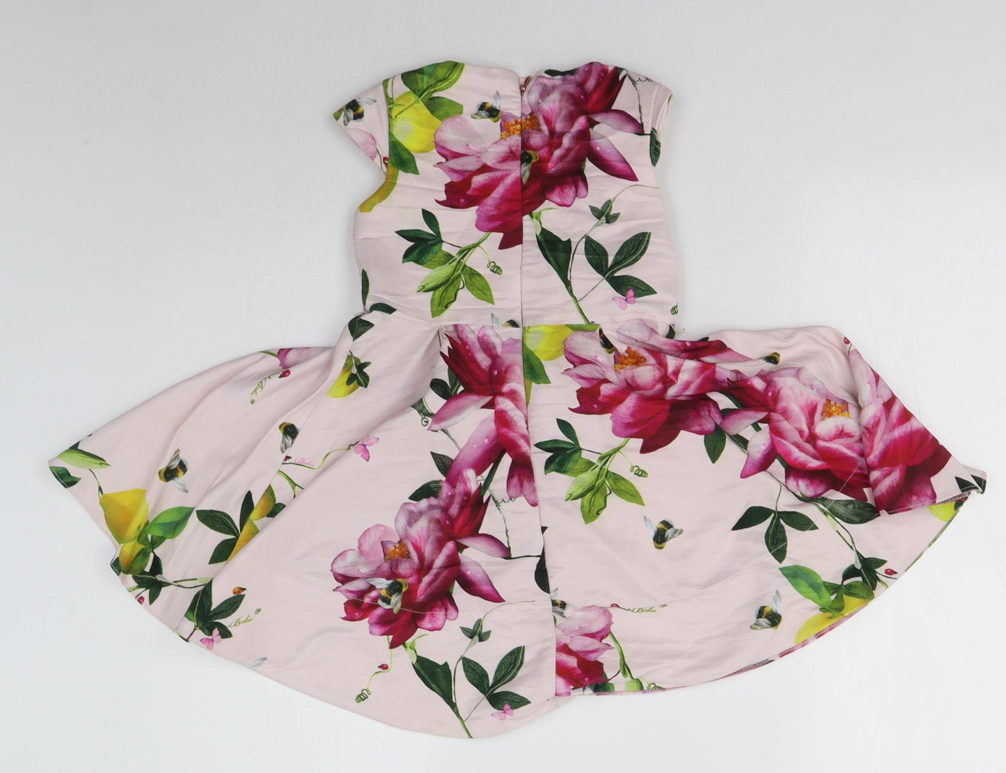 Ted Baker Girls Pink Floral Polyester A-Line  Size 5 Years  Round Neck